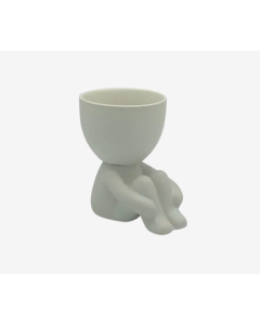 Quiet Ceramic Egghead Planter - White