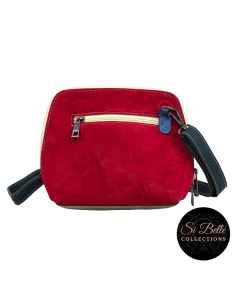 Red, Pink and Grey Suede Bag