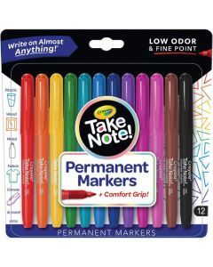 Crayola Take Note Permanent Markers Fine Point 12Pk