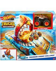 Hot Wheels Monster Trucks Shark Treasure Chomp Challenge Playset