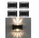 4 Pack - 2 LED Solar Powered Up and Down Fence Wall Lights