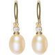 18K Gold Crystal Pearl Earrings 