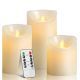 3 Piece Set 8cm Diameter Real Wax LED Battery Candle with Dancing Flame
