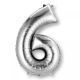 Number six supershape foil balloon - silver
