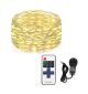 50m Plug-in Silver Wire Seed String Fairy Lights with Remote Control - Warm White