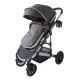 2 IN 1 two way four-wheel baby stroller with bassinet Grey IN STOCK