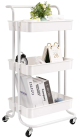 3-Tier Metal Rolling Utility Cart White