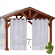 2Pcs White Outdoor Sheer Curtains