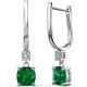 925 Sterling Silver Drop Emerald Earrings 
