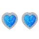 925 Sterling Silver Heart shaped Opal Earrings 
