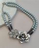 SAMPLE Rose Silver Pearl Necklace 49cm