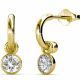 14K Gold Crystal Dangle Hoop Earrings 