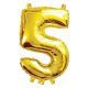 Small foil number balloon - gold 5 (air fill)