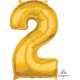 Number two foil balloon - mid size - gold