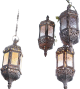Moroccan Metal Hollow Glass Hanging Tea Light Holder / Lantern
