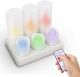 6 Piece USB Rechargeable Tea Light Candle with Holder - RGB