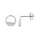 Open Circle Stud with Cubic Zirconia - Silver