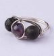 Amethyst Lava Stone Ring - SILVER (Size US 7)
