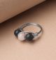 Rose Quartz & Lava Stone Ring - SILVER (Size US 7)