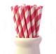 Vintage paper straws - candy pink stripe - 25pk