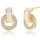 18K Gold Shell Crystal Drop Earrings 