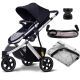 Three Wheels Baby Stroller with All Accessories -Black