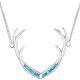 925 Sterling Silver Opal Deer Antler Necklace 