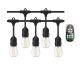 15m 20 x S14 Bulbs Remote Controlled Dimmable Weatherproof Exchangeable Festoon Lights - Warm White