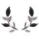925 Sterling Silver Black Flower Stud Earrings 