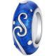 925 Sterling Silver Charm with Blue Enamel and Silver Scrolls