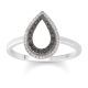 9ct White Gold Pear Shaped Ring with Black & White Diamonds