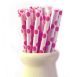 Vintage paper straws - candy pink dot - 25pk