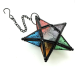 Moroccan Star Metal Coloured Glass Hanging Tea Light Holder / Lantern